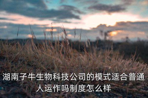 湖南子牛生物科技公司的模式適合普通人運作嗎制度怎么樣