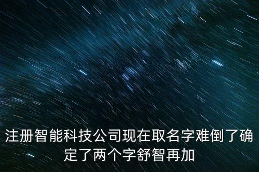 智能信息科技類起什么名字，智能科技公司起什么名字