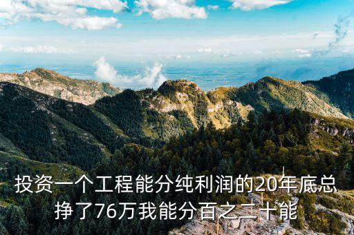 投資一個工程能分純利潤的20年底總掙了76萬我能分百之二十能