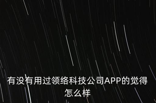 有沒(méi)有用過(guò)領(lǐng)絡(luò)科技公司APP的覺(jué)得怎么樣