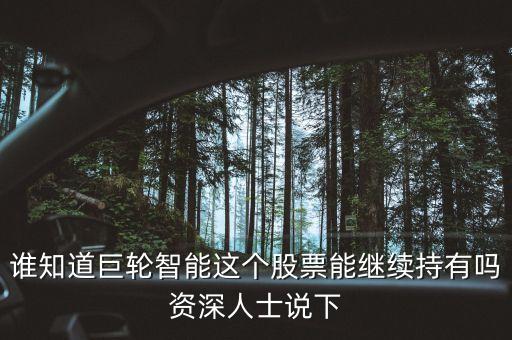 誰知道巨輪智能這個(gè)股票能繼續(xù)持有嗎資深人士說下