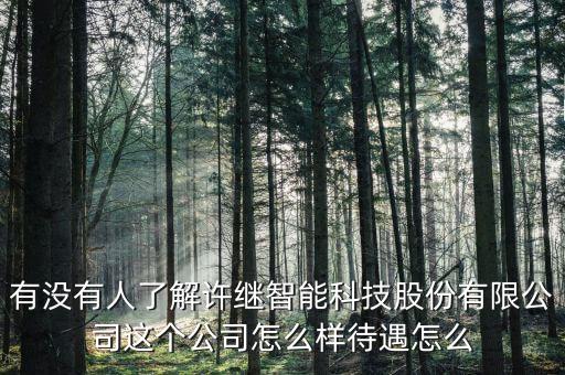 許繼智能科技是什么公司，有沒有人了解許繼智能科技股份有限公司這個公司怎么樣待遇怎么
