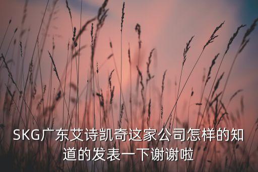 SKG廣東艾詩凱奇這家公司怎樣的知道的發(fā)表一下謝謝啦