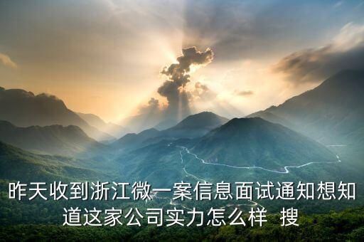 昨天收到浙江微一案信息面試通知想知道這家公司實(shí)力怎么樣  搜
