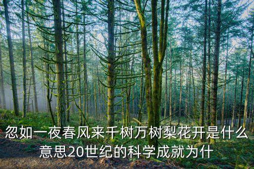 小麥智能科技是什么意思，忽如一夜春風(fēng)來(lái)千樹(shù)萬(wàn)樹(shù)梨花開(kāi)是什么意思20世紀(jì)的科學(xué)成就為什