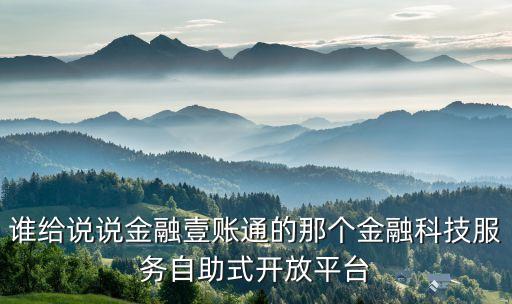 誰(shuí)給說(shuō)說(shuō)金融壹賬通的那個(gè)金融科技服務(wù)自助式開(kāi)放平臺(tái)
