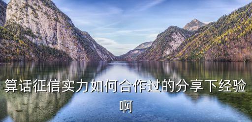 算話征信實力如何合作過的分享下經(jīng)驗啊