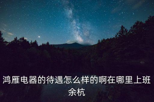 鴻雁電器的待遇怎么樣的啊在哪里上班余杭