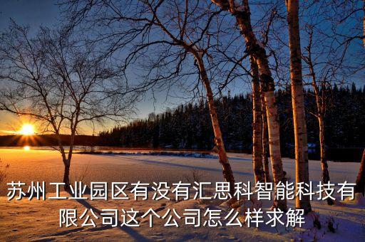 蘇州工業(yè)園區(qū)有沒(méi)有匯思科智能科技有限公司這個(gè)公司怎么樣求解