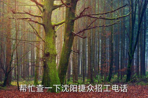 幫忙查一下沈陽捷眾招工電話