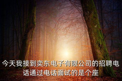 今天我接到奕東電子有限公司的招聘電話通過電話面試的是個(gè)座