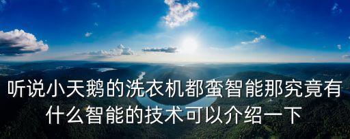 聽說小天鵝的洗衣機(jī)都蠻智能那究竟有什么智能的技術(shù)可以介紹一下