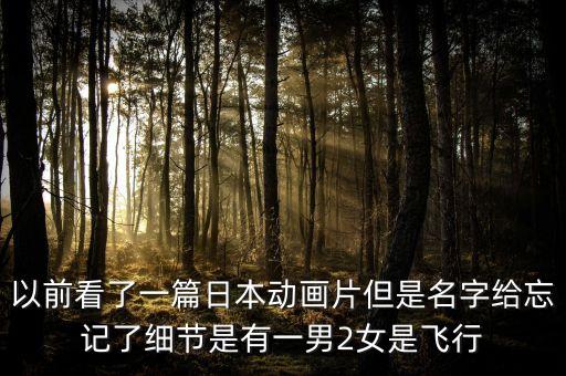 以前看了一篇日本動畫片但是名字給忘記了細(xì)節(jié)是有一男2女是飛行