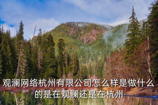 觀瀾網(wǎng)絡(luò)杭州有限公司怎么樣是做什么的是在觀瀾還是在杭州