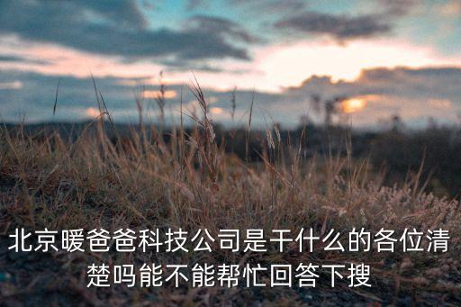 北京暖爸爸科技公司是干什么的各位清楚嗎能不能幫忙回答下搜