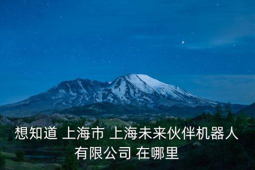 想知道 上海市 上海未來伙伴機(jī)器人有限公司 在哪里