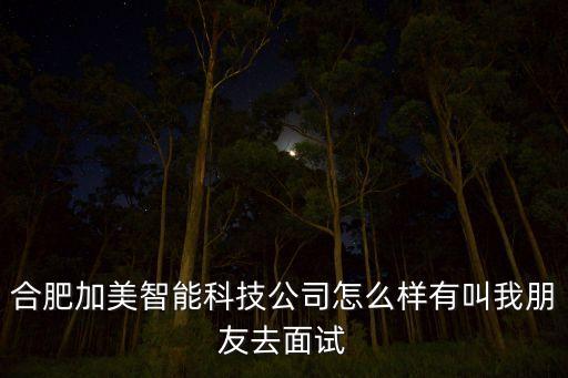 合肥加美智能科技公司怎么樣有叫我朋友去面試