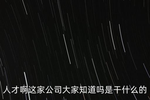 人才啊這家公司大家知道嗎是干什么的