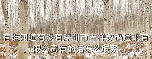 有誰知道有沒有深圳市吉祥數(shù)碼通訊有限公司有的話怎么聯(lián)系
