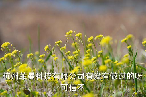 杭州菲曼科技有限公司有沒有做過的呀可信不