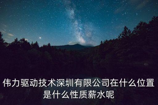 偉力驅(qū)動(dòng)技術(shù)深圳有限公司在什么位置是什么性質(zhì)薪水呢