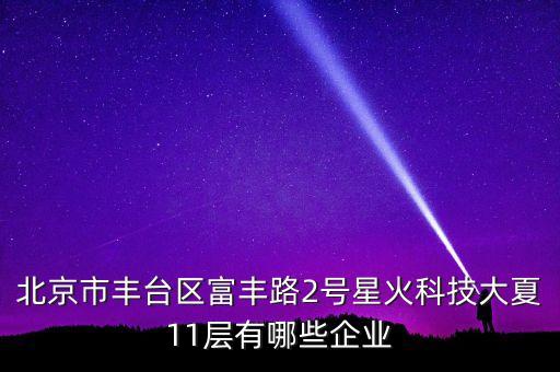 北京市豐臺(tái)區(qū)富豐路2號(hào)星火科技大夏11層有哪些企業(yè)