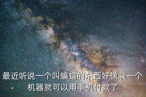 最近聽說一個叫蝙蝠的東西好像裝一個機(jī)器就可以用手機(jī)付款了