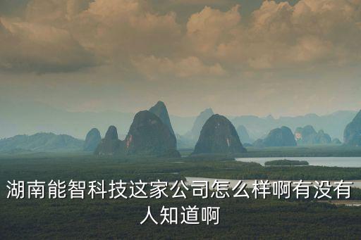 湖南能智科技這家公司怎么樣啊有沒(méi)有人知道啊