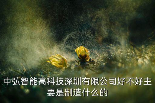 中弘智能高科技深圳有限公司好不好主要是制造什么的