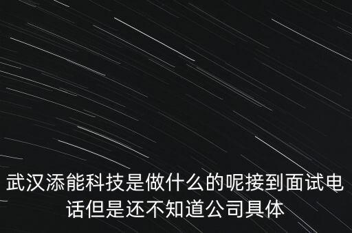 武漢添能科技是做什么的呢接到面試電話但是還不知道公司具體