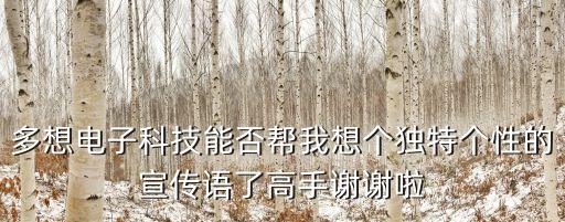 多想電子科技能否幫我想個獨特個性的宣傳語了高手謝謝啦