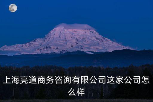 上海亮道商務(wù)咨詢有限公司這家公司怎么樣