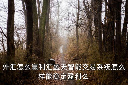 外匯怎么贏利匯盈天智能交易系統(tǒng)怎么樣能穩(wěn)定盈利么