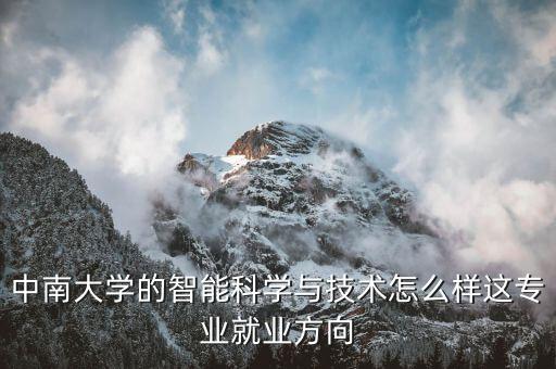 中南大學(xué)的智能科學(xué)與技術(shù)怎么樣這專業(yè)就業(yè)方向
