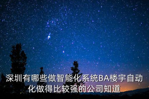 深圳有哪些做智能化系統(tǒng)BA樓宇自動(dòng)化做得比較強(qiáng)的公司知道