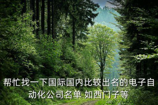 電氣自動(dòng)化企業(yè)前十強(qiáng)，幫忙找一下國(guó)際國(guó)內(nèi)比較出名的電子自動(dòng)化公司名單 如西門子等