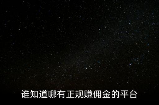 誰知道哪有正規(guī)賺傭金的平臺