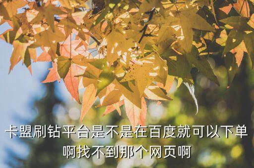 卡盟刷鉆平臺(tái)是不是在百度就可以下單啊找不到那個(gè)網(wǎng)頁啊