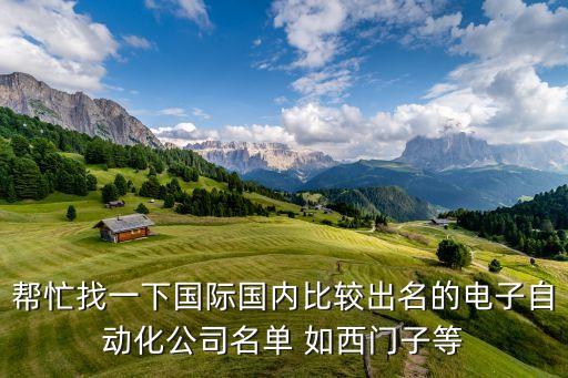 幫忙找一下國際國內(nèi)比較出名的電子自動化公司名單 如西門子等