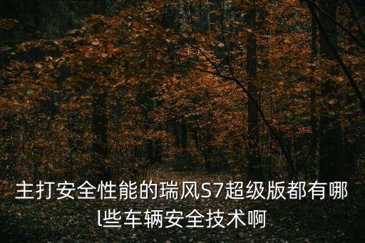 主打安全性能的瑞風(fēng)S7超級版都有哪l些車輛安全技術(shù)啊