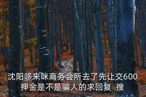 沈陽哆來咪商務(wù)會所去了先讓交600押金是不是騙人的求回復(fù)  搜
