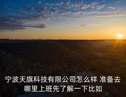 寧波天旗科技有限公司怎么樣 準備去哪里上班先了解一下比如