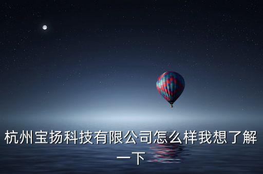 杭州寶揚(yáng)科技有限公司怎么樣我想了解一下