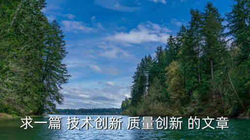求一篇 技術創(chuàng)新 質(zhì)量創(chuàng)新 的文章