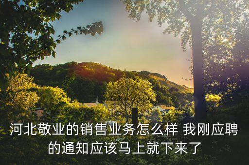 河北敬業(yè)的銷(xiāo)售業(yè)務(wù)怎么樣 我剛應(yīng)聘的通知應(yīng)該馬上就下來(lái)了
