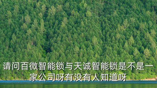 請問百微智能鎖與天誠智能鎖是不是一家公司呀有沒有人知道呀