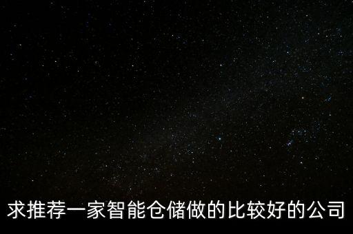 求推薦一家智能倉儲(chǔ)做的比較好的公司