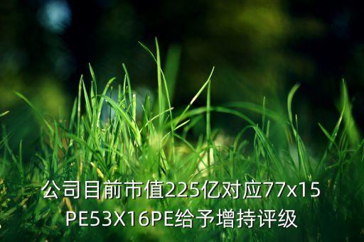 公司目前市值225億對應(yīng)77x15PE53X16PE給予增持評級