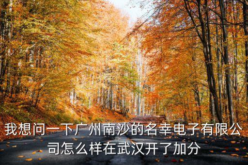 我想問一下廣州南沙的名幸電子有限公司怎么樣在武漢開了加分