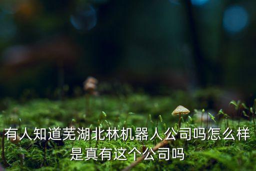 有人知道蕪湖北林機(jī)器人公司嗎怎么樣是真有這個(gè)公司嗎